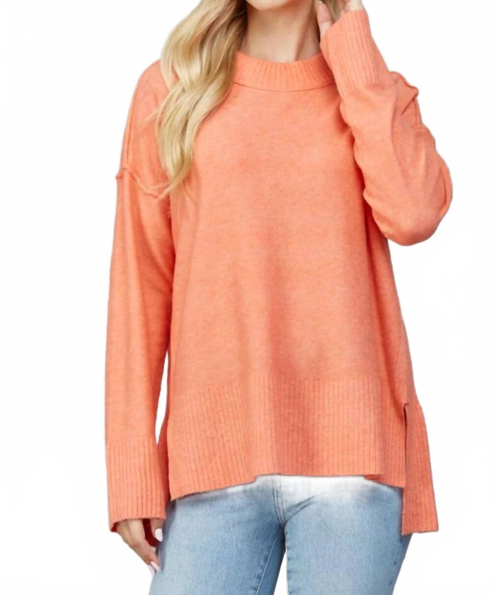 NEW FATE side slit oversized sweater in orange